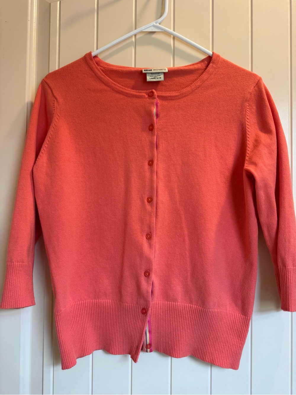 Faded Glory Coral Button-Front Crewneck Cardigan